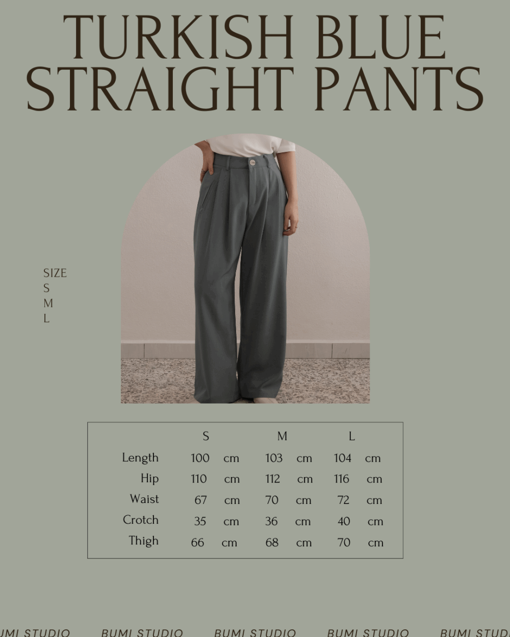 Turkish Blue Straight Pants - 图片 5