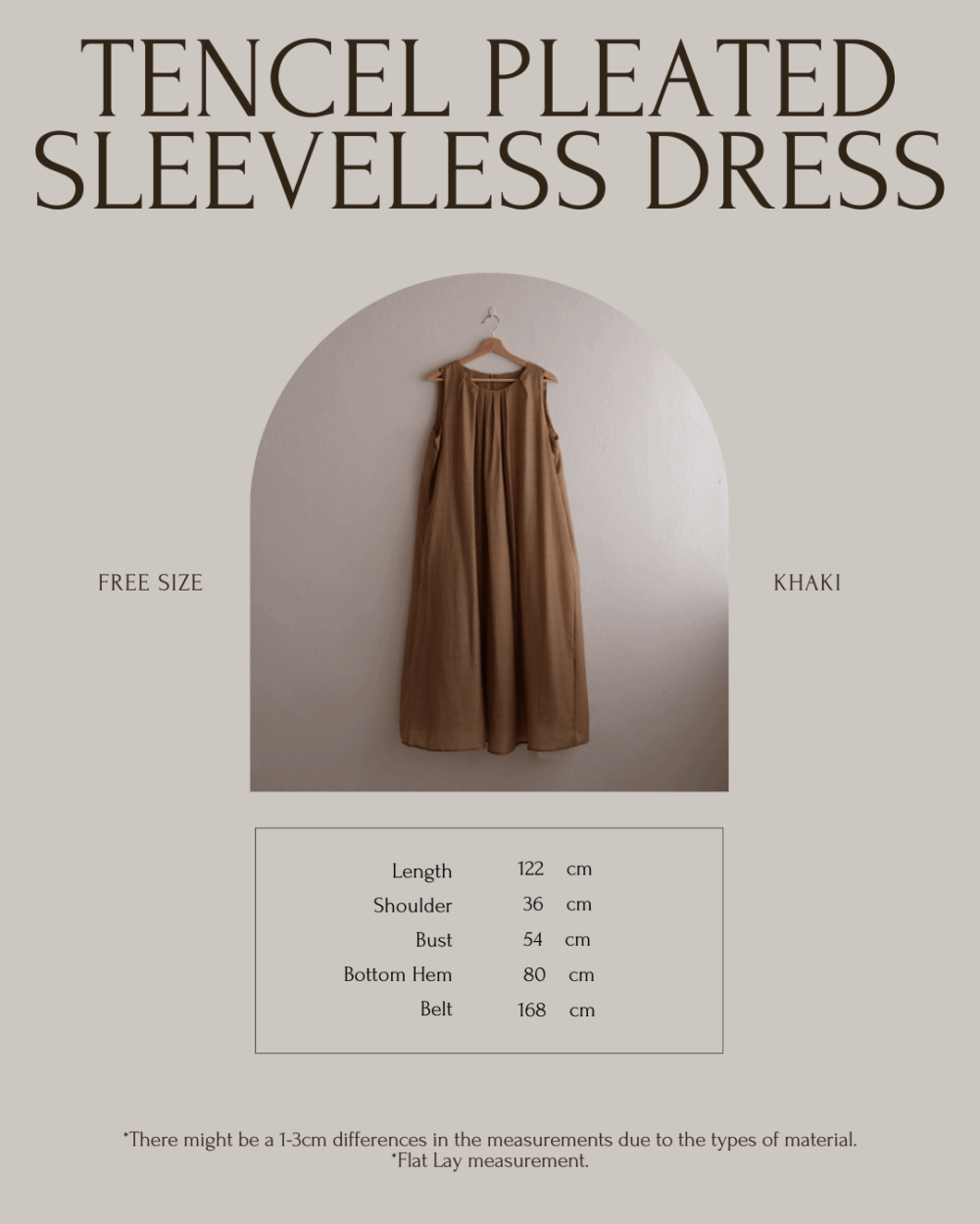 Tencel Pleated Sleeveless Dress - 图片 7