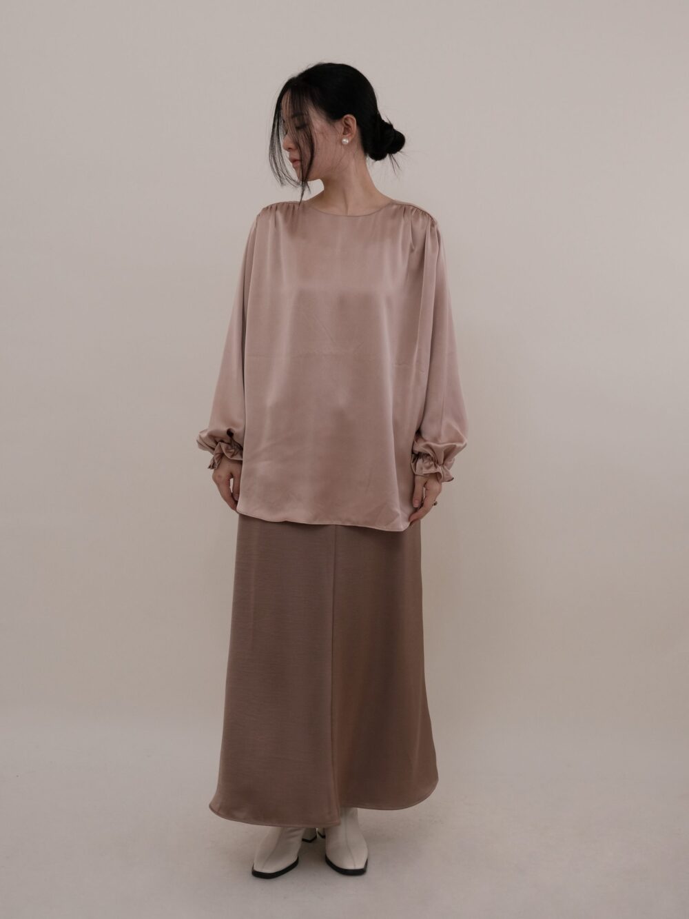 Satin Midi Skirt - 图片 2
