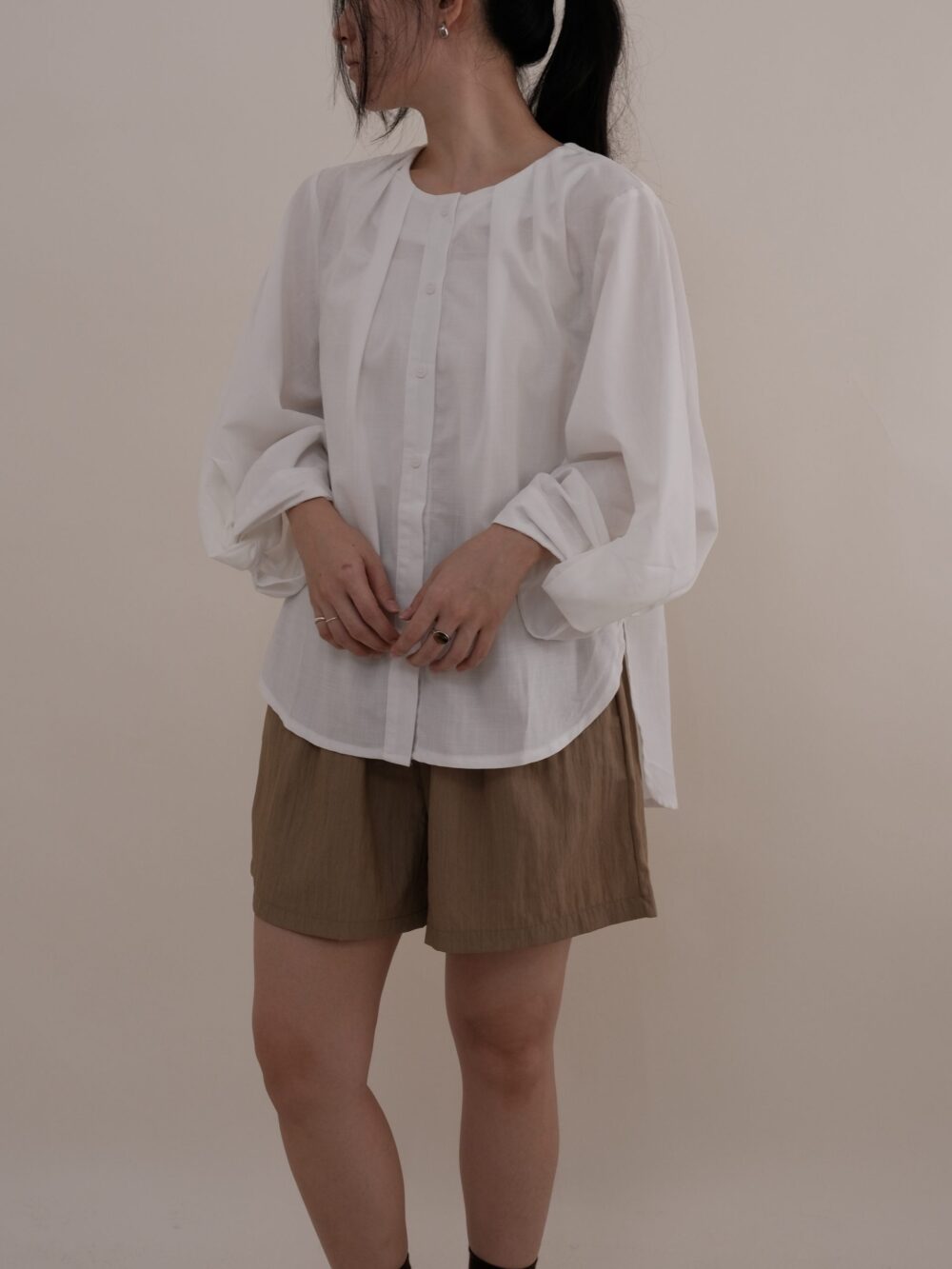 Twisted Sleeve Blouse in White - Image 2