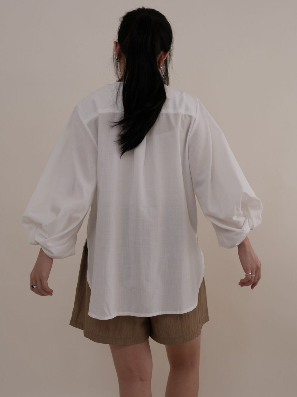 Twisted Sleeve Blouse in White - Image 4
