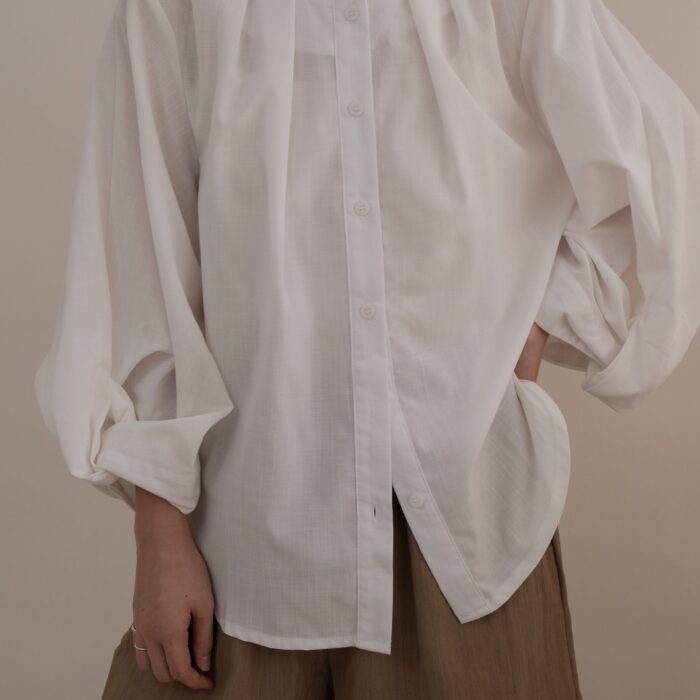 Twisted Sleeve Blouse in White
