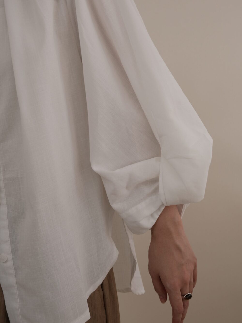 Twisted Sleeve Blouse in White - Image 5