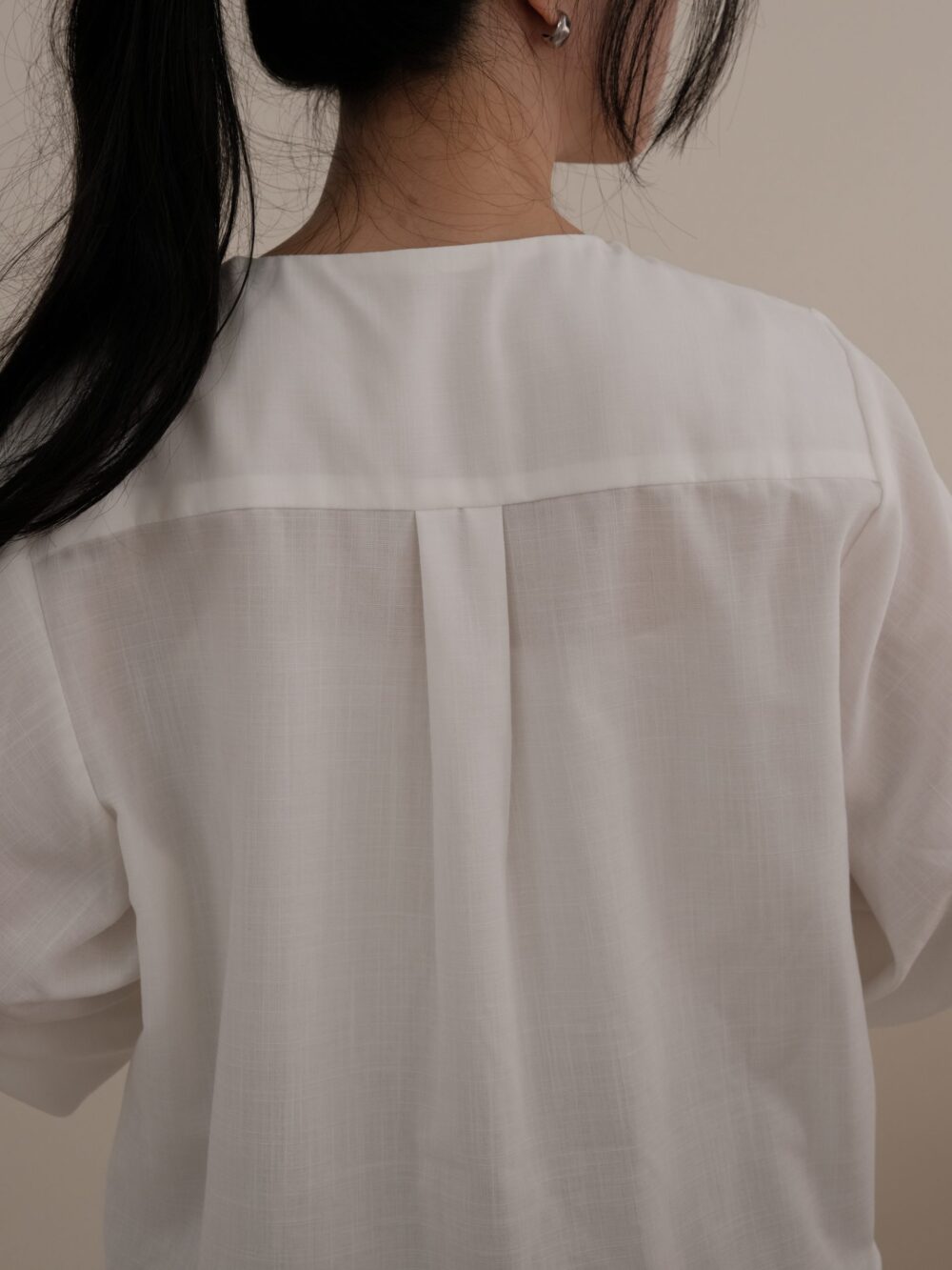 Twisted Sleeve Blouse in White - Image 6