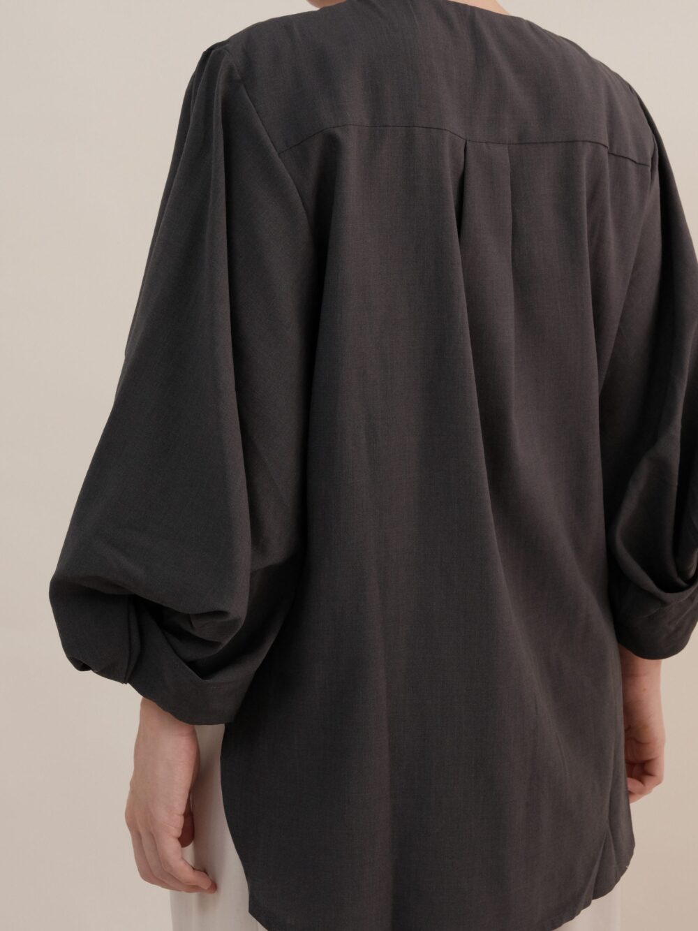 Twisted Sleeve Blouse in Steel Grey - Image 4
