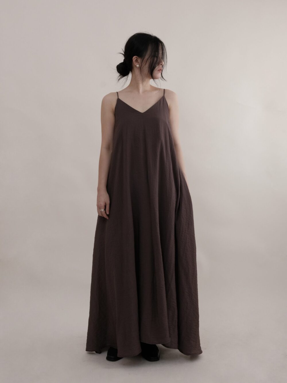 Breeze Maxi Dress in Taupe Brown - Image 4