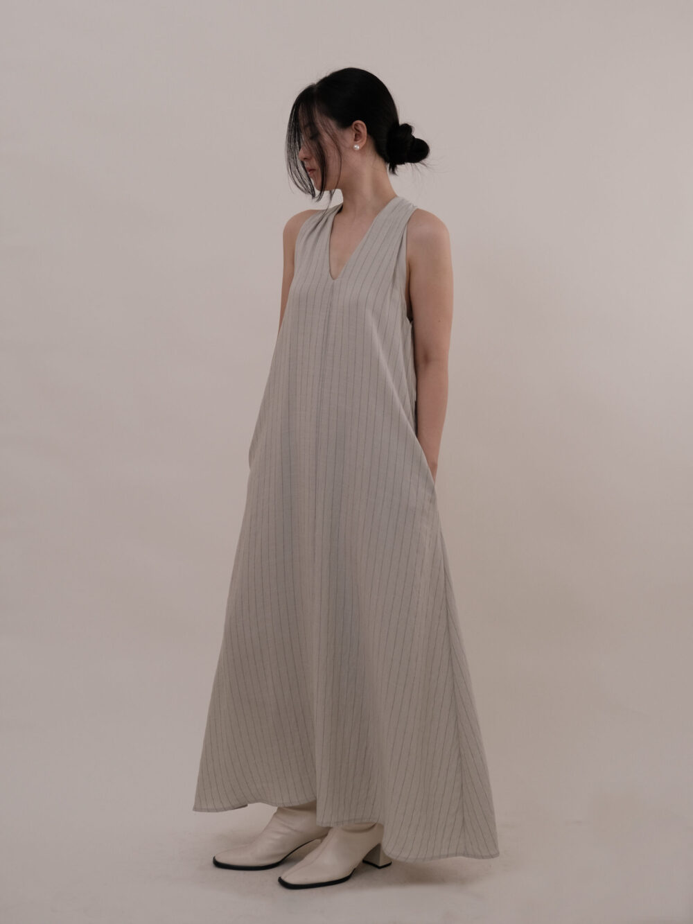 Stripe Halter Neck Maxi Dress