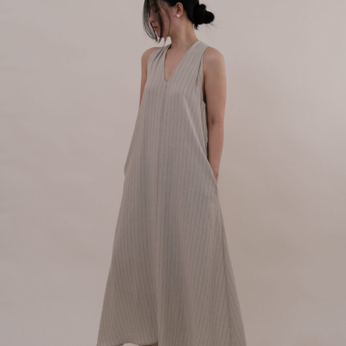 Stripe Halter Neck Maxi Dress