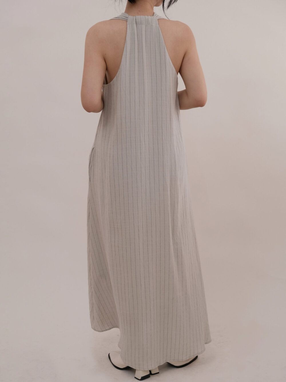 Stripe Halter Neck Maxi Dress - 图片 3