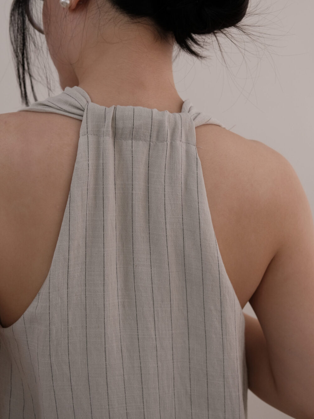 Stripe Halter Neck Maxi Dress - 图片 4