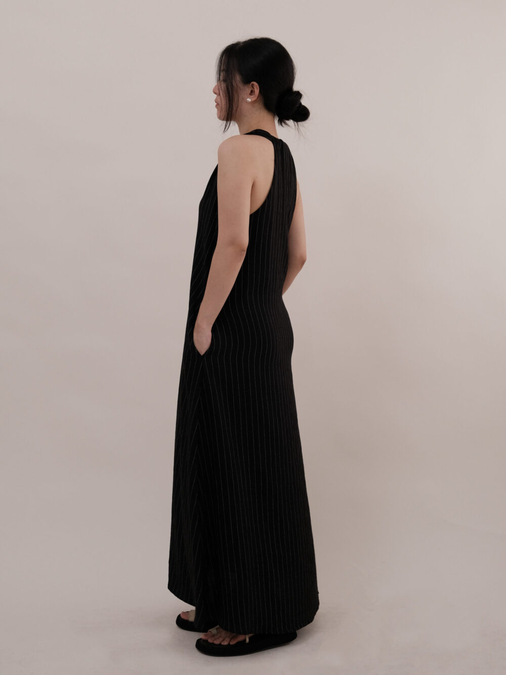 Stripe Halter Neck Maxi Dress - 图片 7