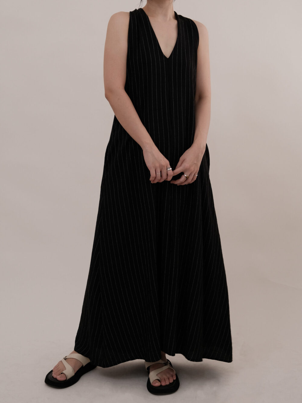 Stripe Halter Neck Maxi Dress - 图片 5