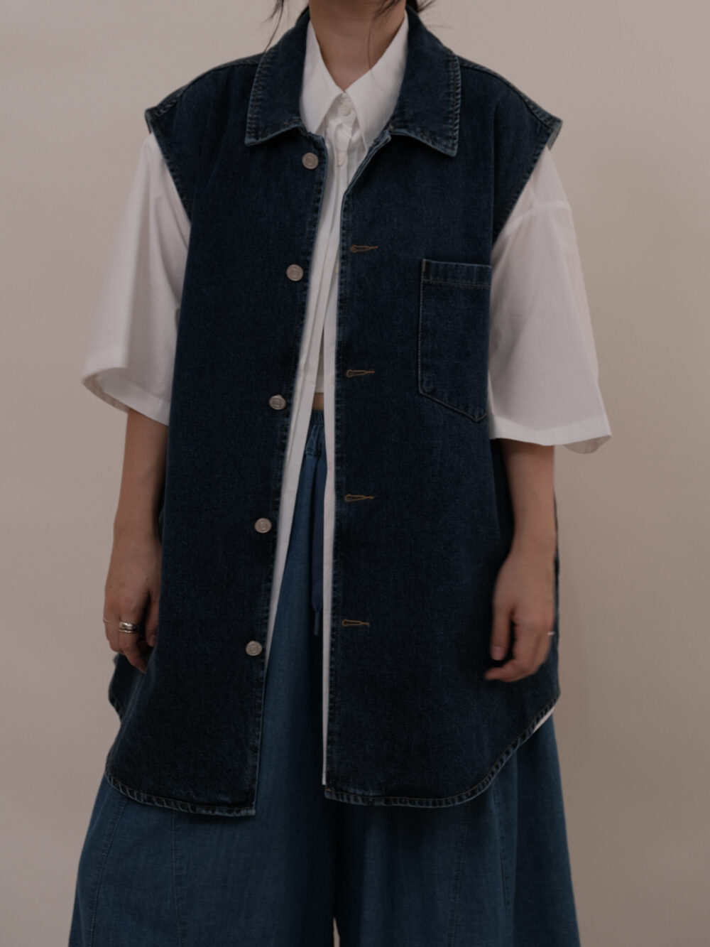 Denim Button Vest