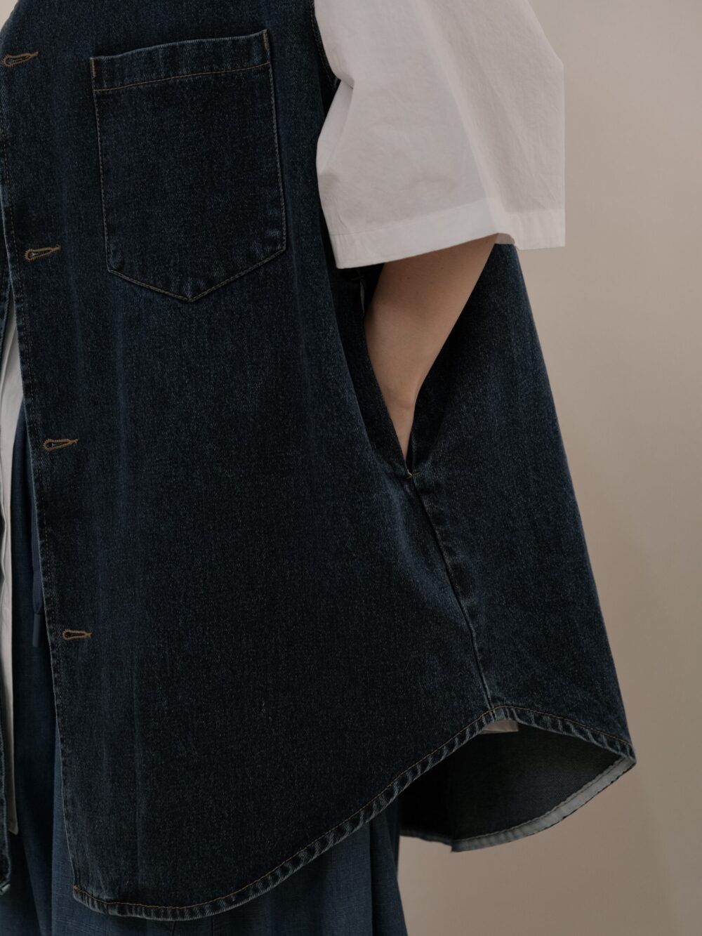 Denim Button Vest - 图片 5