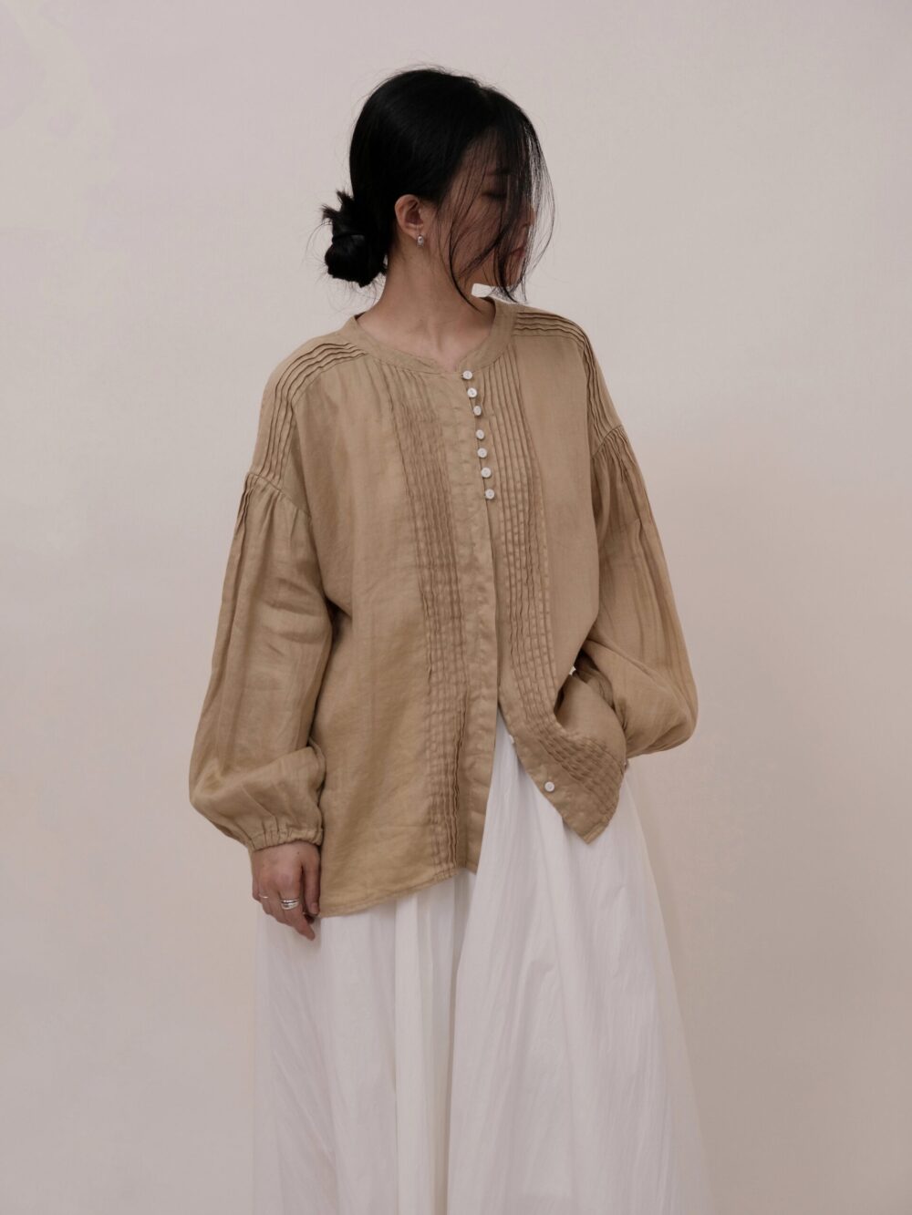 Ramie Pleating Blouse
