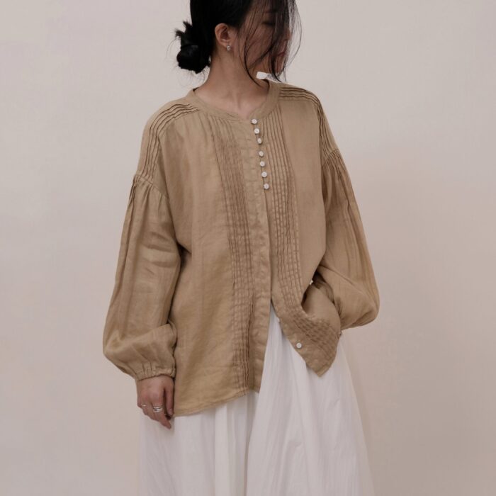 Ramie Pleating Blouse