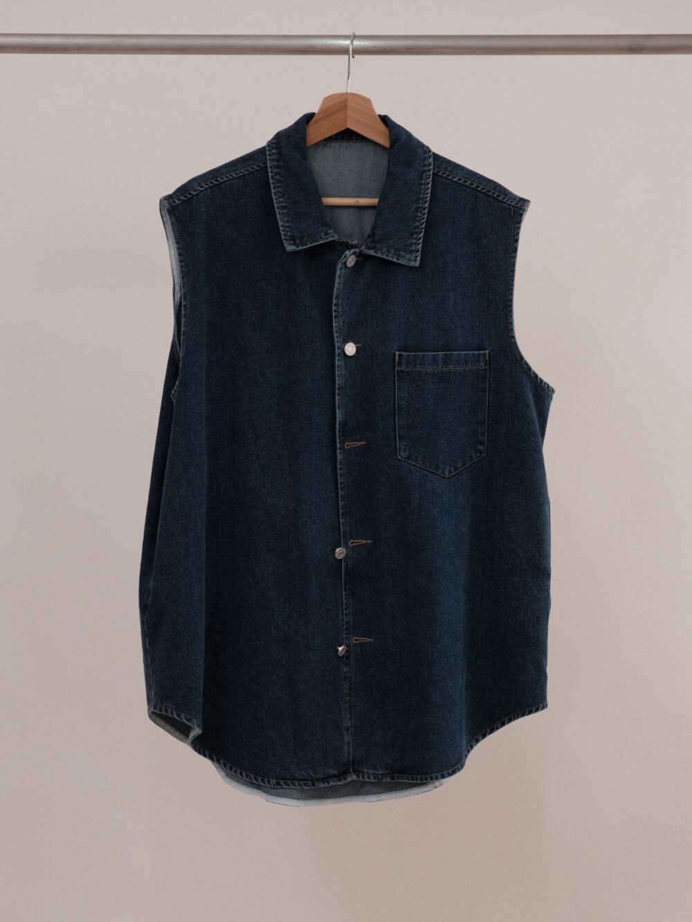 Denim Button Vest - 图片 2