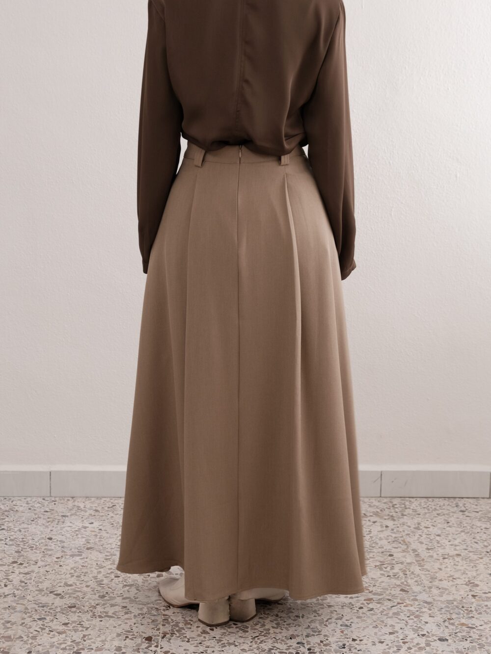 Smoky Maxi Skirt in Taupe Brown - Image 2