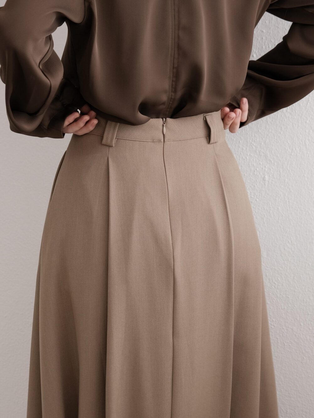 Smoky Maxi Skirt in Taupe Brown - Image 3