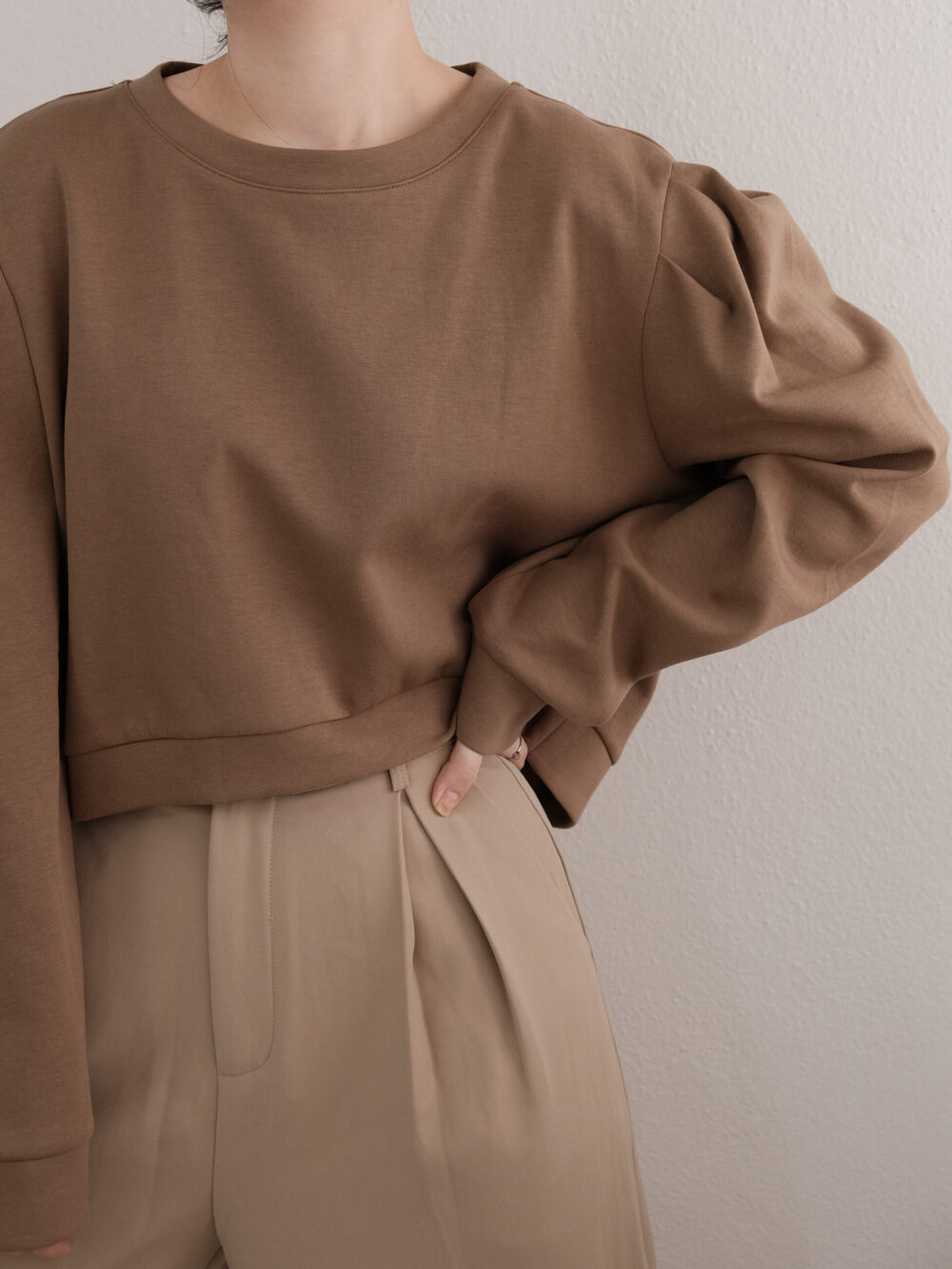 Puff Shoulder Crop Sweater - 图片 4