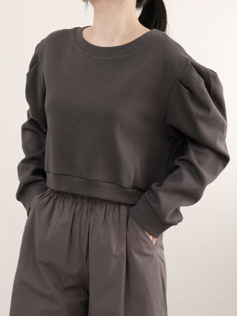 Puff Shoulder Crop Sweater