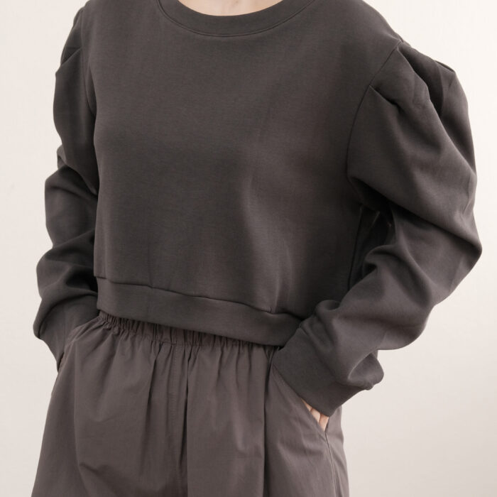 Puff Shoulder Crop Sweater