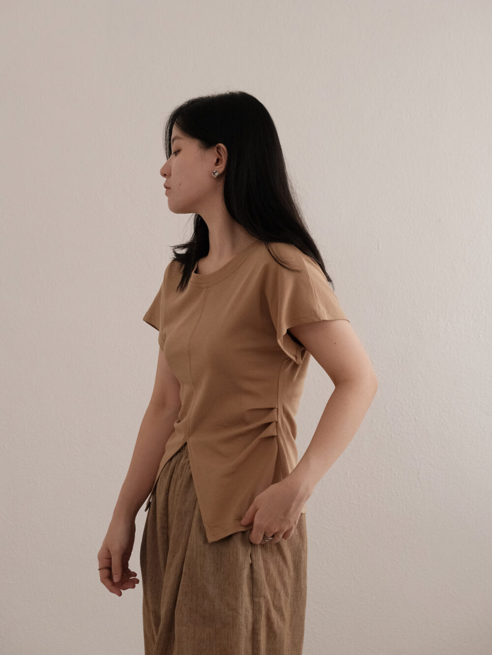 Gathered Waist Cotton Tee - 图片 3