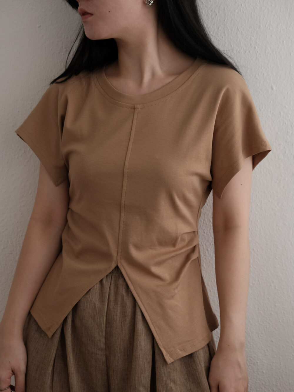 Gathered Waist Cotton Tee