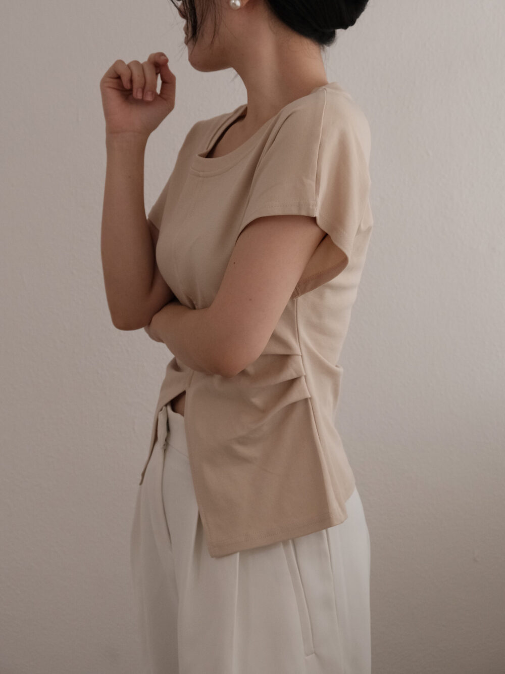 Gathered Waist Cotton Tee - 图片 5