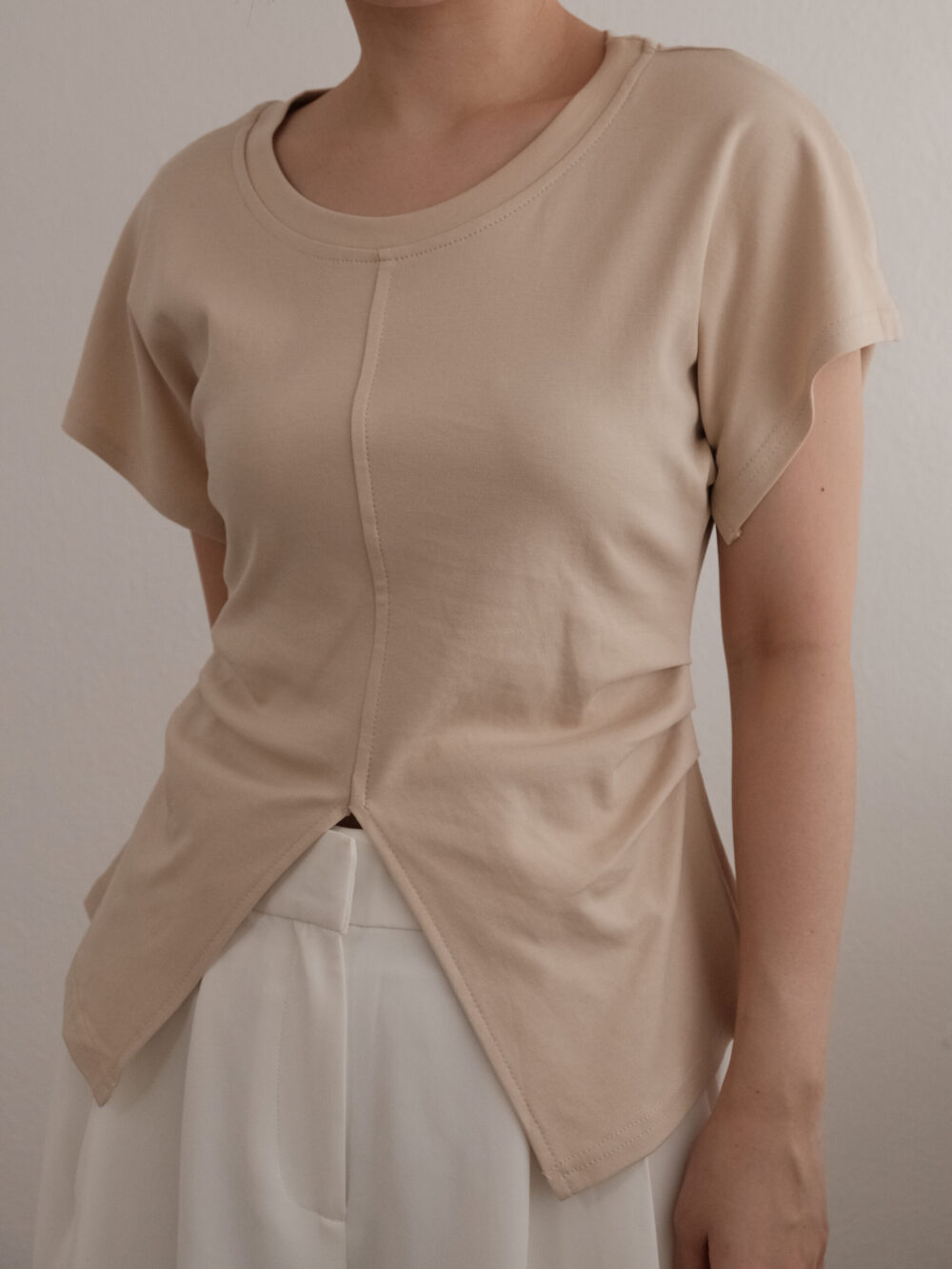 Gathered Waist Cotton Tee - 图片 2