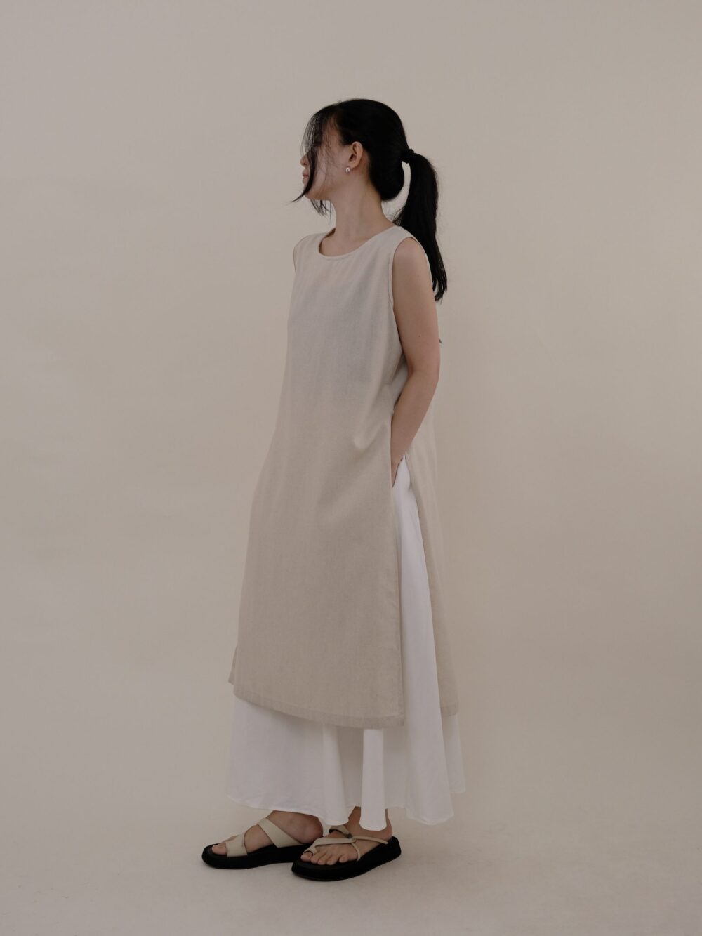 Cotton Side Slit Dress