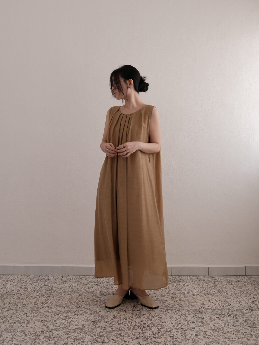 Tencel Pleated Sleeveless Dress - 图片 3