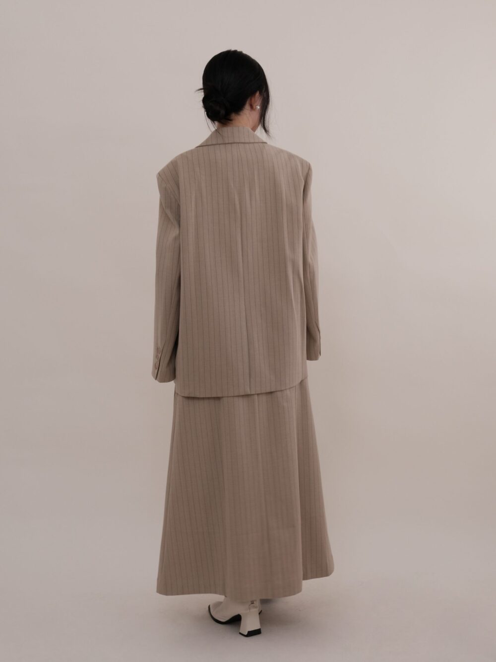 Pinstripe Blazer in Light Khaki - Image 4