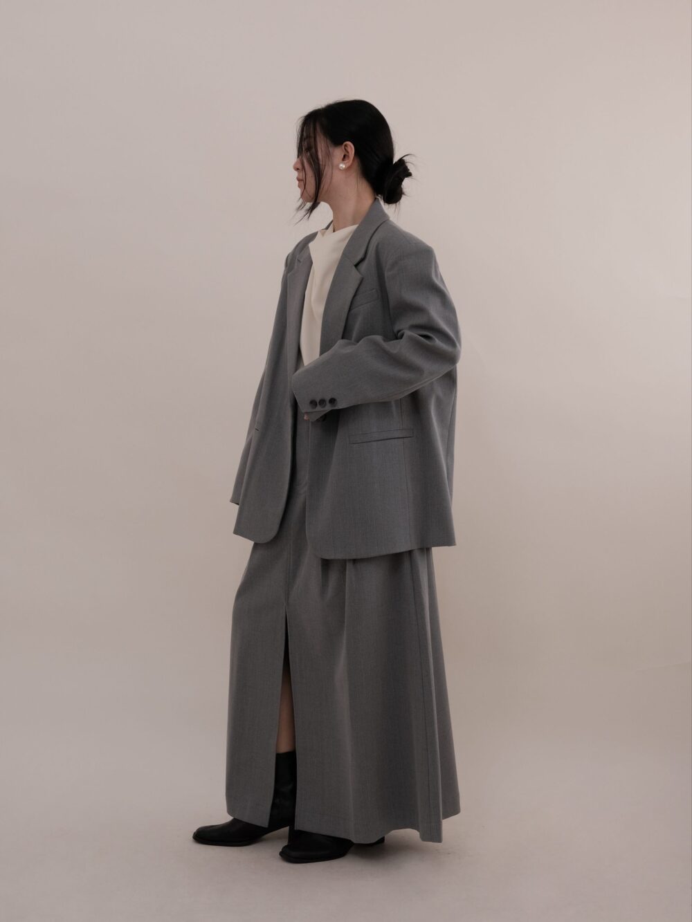 Pinstripe Blazer in Carbon Grey - Image 2