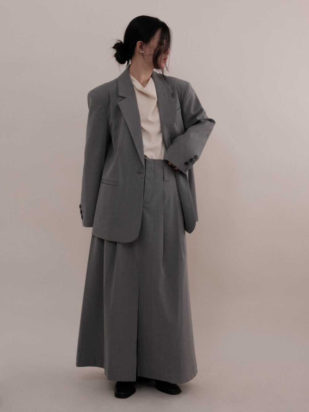 Pinstripe Blazer in Carbon Grey - Image 3