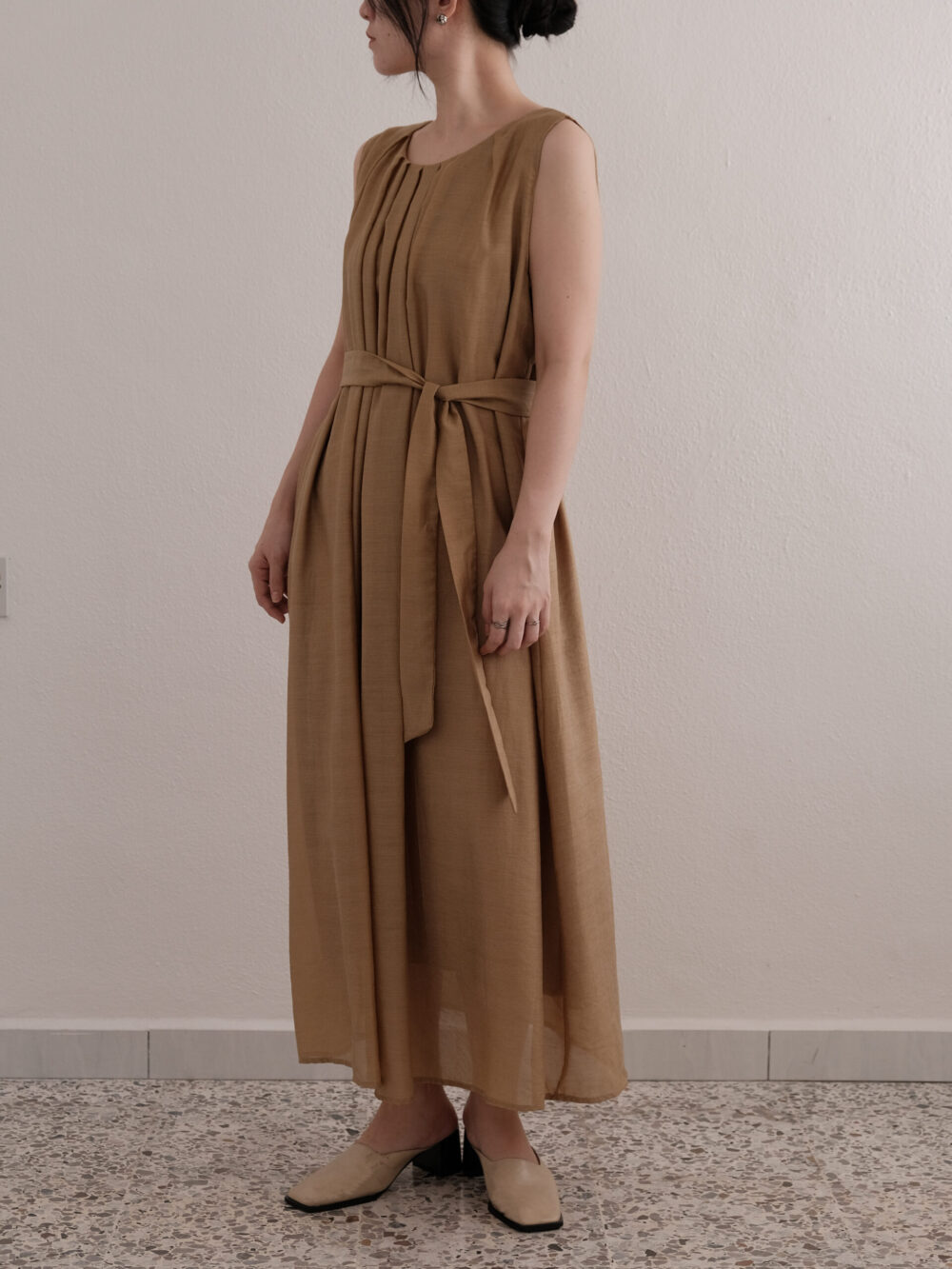 Tencel Pleated Sleeveless Dress