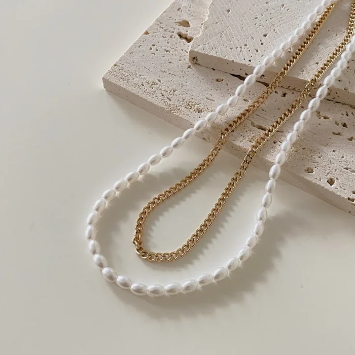 Pearl Chain Double Layer Necklace