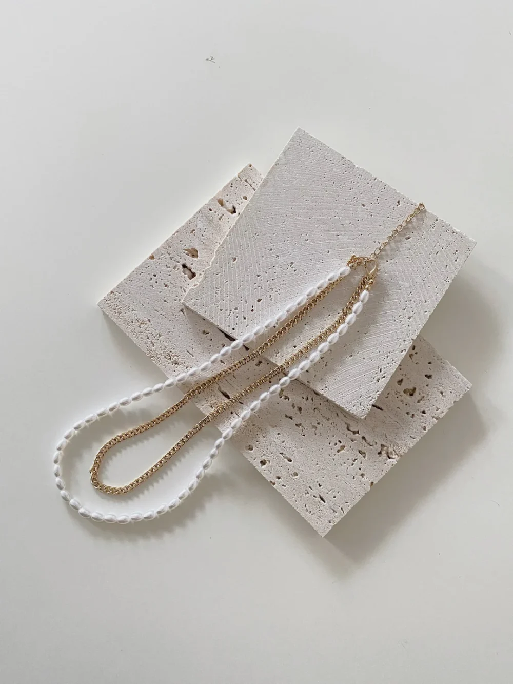 Pearl Chain Double Layer Necklace - Image 2